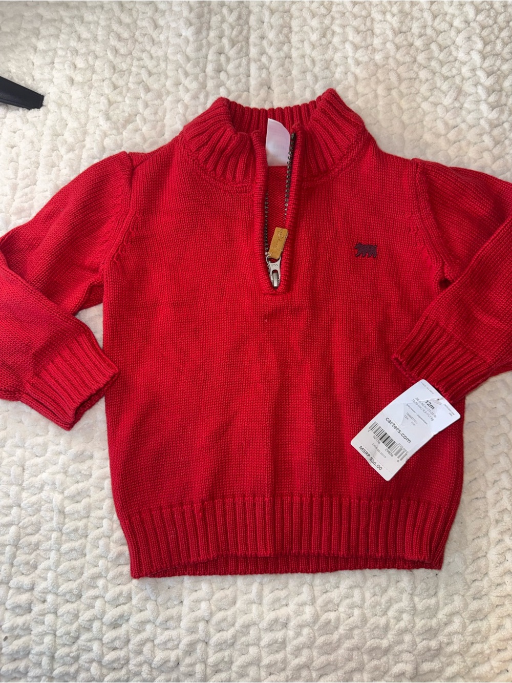 Red Half-Zip Knit Sweater